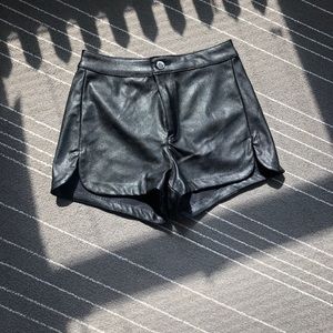 Black Faux Leather Shorts